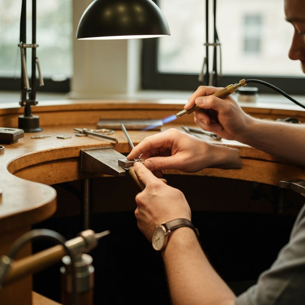 Jeweler crafting custom jewelry